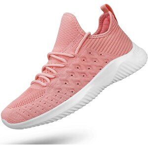 Women's Pink Slip-On Walking Shoes Lightweight Breathable Non-Slip Sneaker